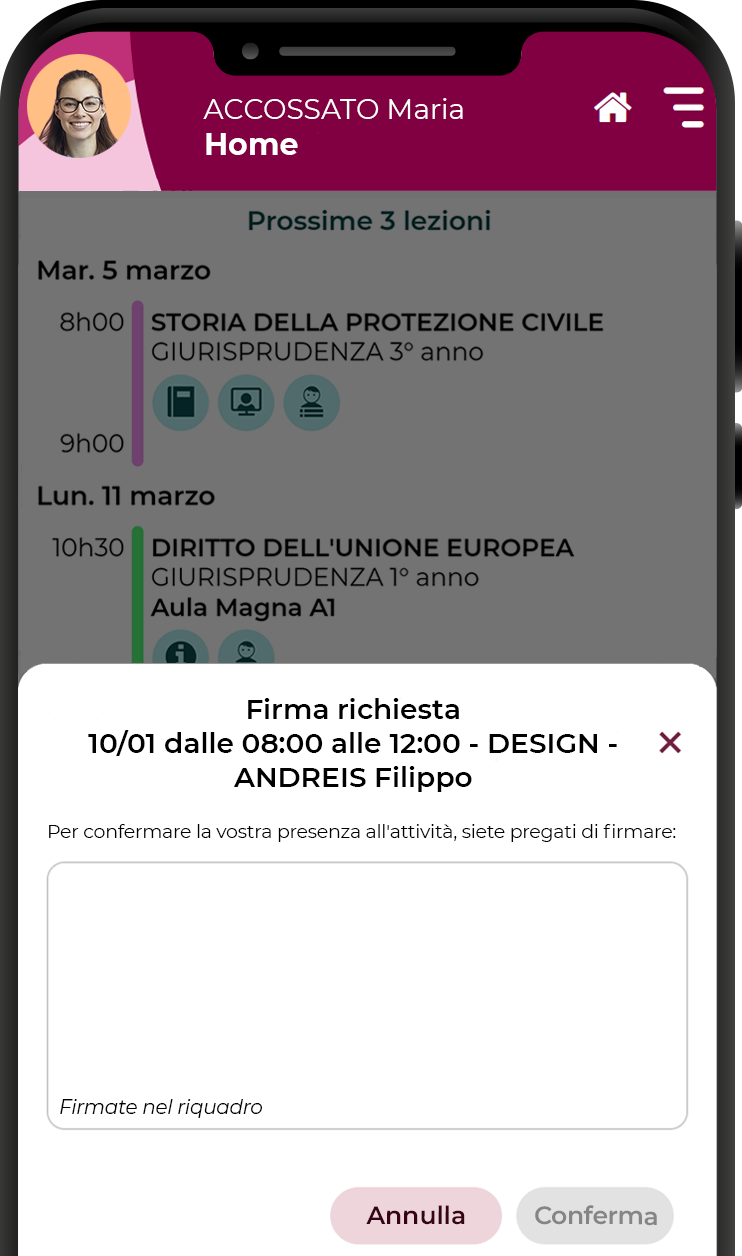 la firma elettronica che che attesta le presenze degli studenti e dei docenti